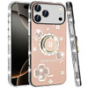 Four-Leaf Clover Diamond Rhinestone Case with Ring Grip for iPhone 17 Pro - Gold