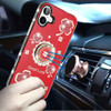 Four-Leaf Clover Diamond Rhinestone Case with Ring Grip for iPhone 17 - Red