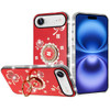 Four-Leaf Clover Diamond Rhinestone Case with Ring Grip for iPhone Air - Red