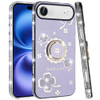 Four-Leaf Clover Diamond Rhinestone Case with Ring Grip for iPhone Air - Purple