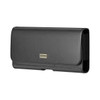 Premium Leather Horizontal Belt Pouch with Card Pocket (5.2 to 5.5 inch Screen Size) - Black