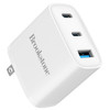 Brookstone PD 40W 3 Port Wall Charger with Dual USB-C and USB-A Ports - White