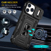 Military Grade Ring Holder Case with Camera Lens Cover for iPhone 17 Pro - Black