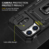 Military Grade Ring Holder Case with Camera Lens Cover for iPhone 17 Pro - Black