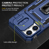 Military Grade Ring Holder Case with Camera Lens Cover for iPhone 17 Pro - Blue