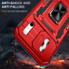 Military Grade Ring Holder Case with Camera Lens Cover for iPhone 17 Pro - Red