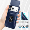 Combat Tough Series Ring Holder Case with Camera Lens Cover for iPhone 17 Pro - Blue
