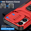 Combat Tough Series Ring Holder Case with Camera Lens Cover for iPhone 17 - Red