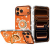 Four-Leaf Clover Diamond Rhinestone Case with Ring Grip for iPhone 17 Pro Max - Cosmic Orange