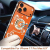 Four-Leaf Clover Diamond Rhinestone Case with Ring Grip for iPhone 17 Pro Max - Cosmic Orange