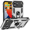 Military Grade Hybrid Case with Ring Grip for iPhone 17 Pro - Silver