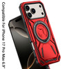 Military Grade MagSafe Hybrid Armor Case with Rotating Kickstand for iPhone 17 Pro Max - Red