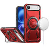 Military Grade MagSafe Hybrid Armor Case with Rotating Kickstand for iPhone Air - Red