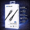 Miccell USB-C to USB-C 60W Nylon Braided Charge & Sync Cable 4ft - Black