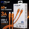 Miccell USB-C to USB-C 60W Nylon Braided Charge & Sync Cable 4ft - Cosmic Orange