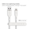 360 Electrical Fluid Nylon Braided MFi Certified Lightning Connector to USB-A Charge and Sync Cable - White