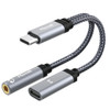 Miccell USB-C to USB-C and 3.5mm Splitter (Audio and 60W PD Charger Adapter)