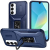 Combat Tough Series Ring Holder Case with Camera Lens Cover for Samsung Galaxy A17 5G - Blue