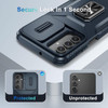 Combat Tough Series Ring Holder Case with Camera Lens Cover for Samsung Galaxy A17 5G - Blue