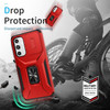 Combat Tough Series Ring Holder Case with Camera Lens Cover for Samsung Galaxy A17 5G - Red