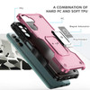 Military Grade Shockproof Hybrid Armor Case with Ring Grip for Samsung Galaxy A17 5G - Pink