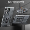Military Grade Ring Holder Case with Camera Lens Cover for Samsung Galaxy S26 Ultra - Grey