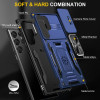 Military Grade Ring Holder Case with Camera Lens Cover for Samsung Galaxy S26 Ultra - Blue