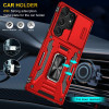 Military Grade Ring Holder Case with Camera Lens Cover for Samsung Galaxy S26 Ultra - Red