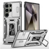Military Grade Ring Holder Case with Camera Lens Cover for Samsung Galaxy S26 Ultra - Silver