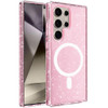 Crystal Glitter Fusion Case with MagSafe Magnetic Ring for Samsung Galaxy S26 Ultra - Pink