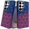 Floral Joy Diamond Crystal TPU Case for Samsung Galaxy S26 Ultra - Dark Blue Burgundy
