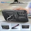 Combat Tough Series Ring Holder Case with Camera Lens Cover for Samsung Galaxy A37 5G - Black