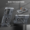 Military Grade Ring Holder Case with Camera Lens Cover for Samsung Galaxy S25 FE - Grey