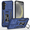 Military Grade Ring Holder Case with Camera Lens Cover for Samsung Galaxy S25 FE - Blue
