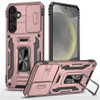 Military Grade Ring Holder Case with Camera Lens Cover for Samsung Galaxy S25 FE - Rose Gold