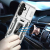 Military Grade Ring Holder Case with Camera Lens Cover for Samsung Galaxy S25 FE - Silver