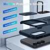 Combat Tough Series Ring Holder Case with Camera Lens Cover for Samsung Galaxy A57 5G - Blue