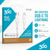 360 Electrical Fluid Nylon Braided MFi Certified Lightning Connector to USB-C Charge and Sync Cable - White