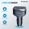 Brookstone 50W Power Delivery 3-Port Car Charger and 4ft USB-C to Lightning Cable Charging Kit - Black