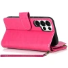 Leather Wallet Case with Zipper Pocket for Samsung Galaxy S26 Ultra - Hot Pink