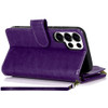 Leather Wallet Case with Zipper Pocket for Samsung Galaxy S26 Ultra - Purple
