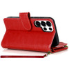 Leather Wallet Case with Zipper Pocket for Samsung Galaxy S26 Ultra - Red
