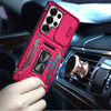 Military Grade Ring Holder Case with Camera Lens Cover for Samsung Galaxy S26 Ultra - Hot Pink