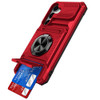 Military Grade All-In-One Ring Stand Case with Card Pocket for Samsung Galaxy A17 5G - Red