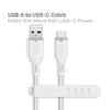 360 Electrical Fluid Nylon Braided USB-C to USB-A Charge and Sync Cable - White