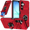 Military Grade All-In-One Ring Stand Case with Card Pocket for Samsung Galaxy A37 5G - Red
