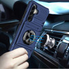 Military Grade All-In-One Ring Stand Case with Card Pocket for Samsung Galaxy A57 5G - Blue