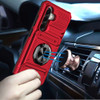 Military Grade All-In-One Ring Stand Case with Card Pocket for Samsung Galaxy A57 5G - Red