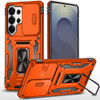 Military Grade Ring Holder Case with Camera Lens Cover for Samsung Galaxy S25 Ultra - Cosmic Orange