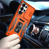 Military Grade Ring Holder Case with Camera Lens Cover for Samsung Galaxy S25 Ultra - Cosmic Orange